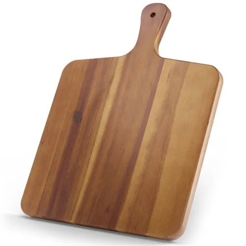 Acacia Wood Charcuterie Boards with Handle - Cutting Board and Chopping Board for Meat, Cheese Board, Vegetables, Bread - Wooden Serving Platter for Party Appetizers, Outdoor & Fruits(17" L)