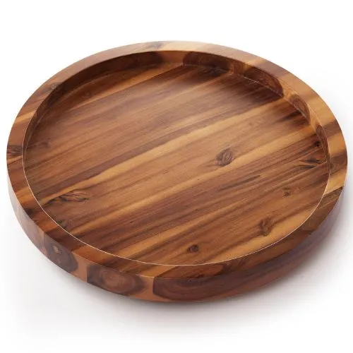 16" Acacia Lazy Susan Turntable for Table - Wooden Charcuterie Boards Cheese Board - Extra Large Lazy Susan Organizer - Kitchen Turntable for Cabinet, Pantry (16 Inch, Acacia)