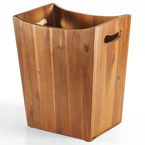 2 Gallons Wastebaskets- Wooden Waste Basket with Handles -Small Trash Can for Bedroom, Spa Bathroom Decor, Kitchen, Living Room, Office - Trash Bin for Under Sink, Garbage Can (Acacia Wood)